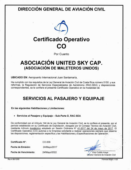 Certificado Operativo